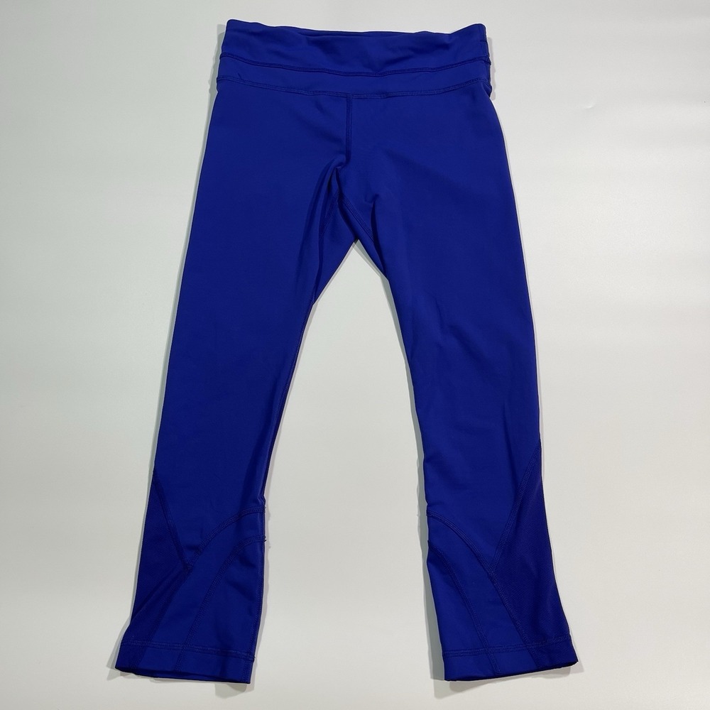 Lululemon Blue Capri Athletic Yoga Leggings Pockets Size 4 Workout